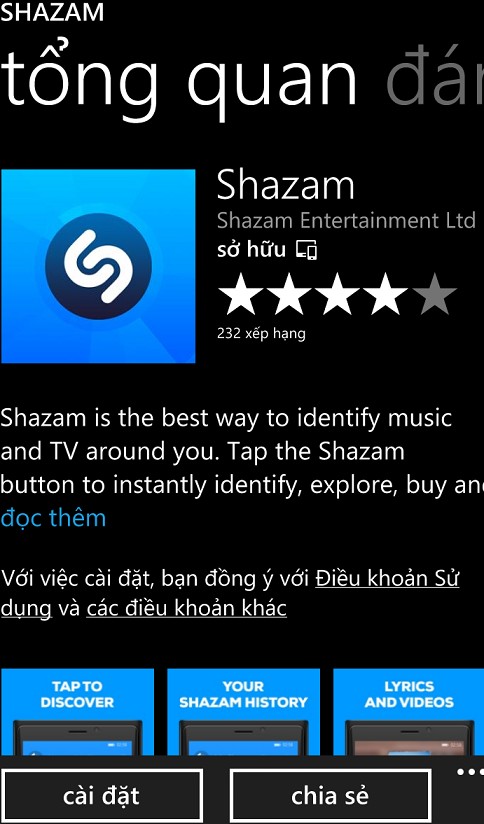 Tải phần mềm shazam