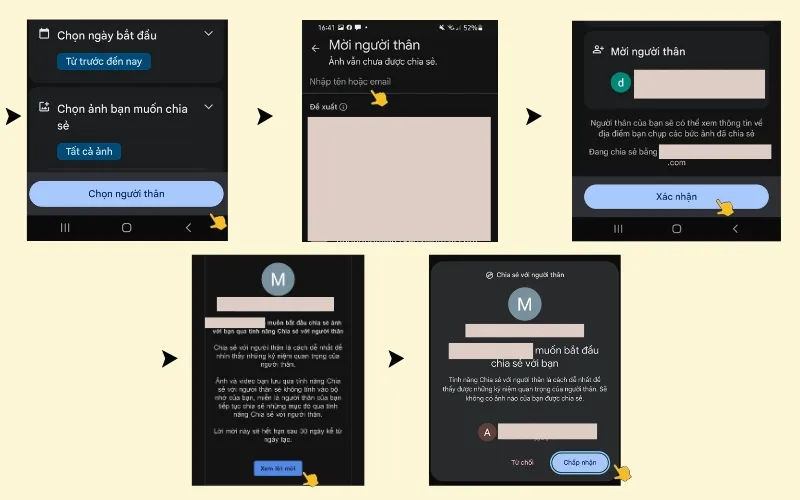 Tài khoản thứ hai chấp nhận lời mời chia sẻ để lưu trữ video đã được chuyển từ tài khoản gốc.