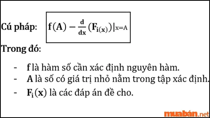 Cú pháp tìm nguyên hàm F(x) của hàm số f(x)