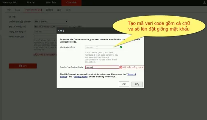 Tạo mã xác thực (Verification Code) cần thiết để thêm thiết bị vào tài khoản Hik-Connect