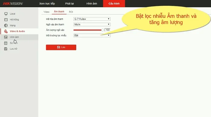 Tối ưu hóa cài đặt âm thanh, bật chức năng lọc nhiễu và tăng âm lượng micro