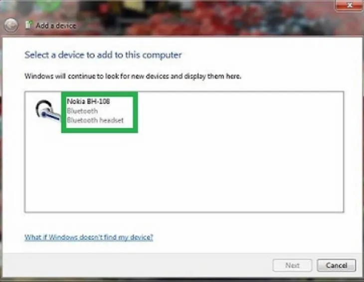 Hình ảnh minh họa việc chọn tên và biểu tượng thiết bị loa để kết nối trong Windows 7