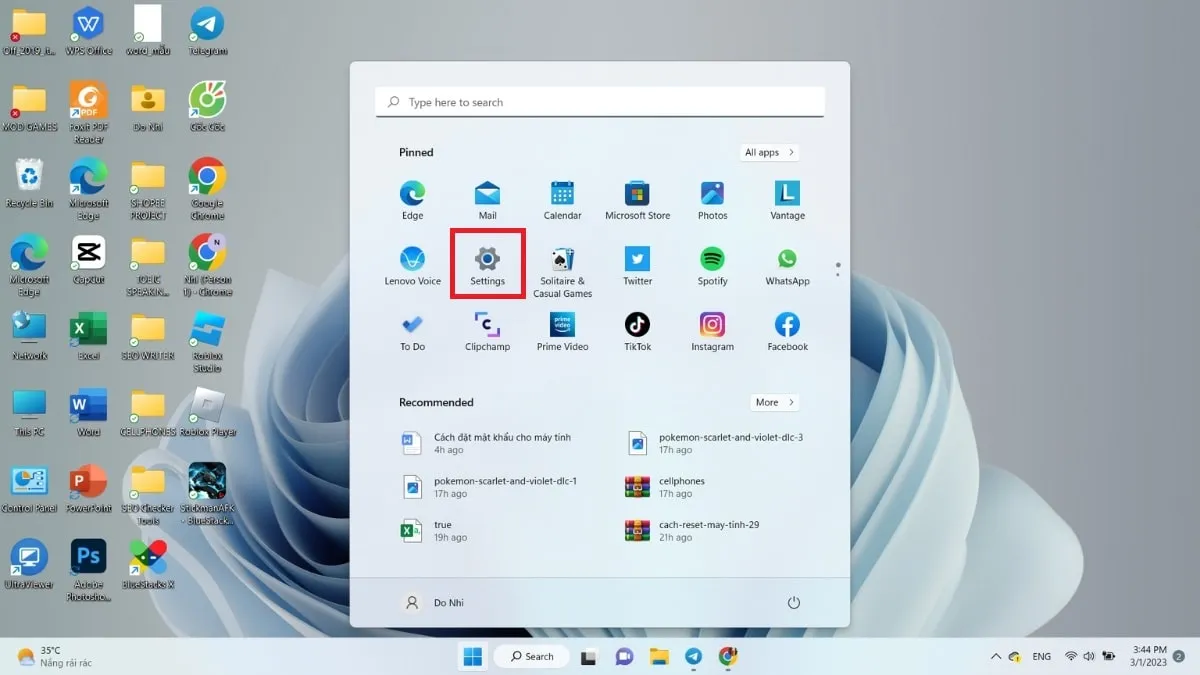 Tìm và mở ứng dụng Settings trên Windows 11