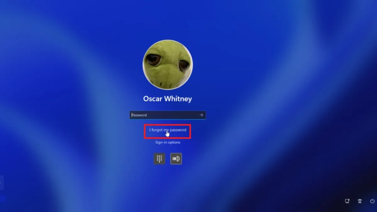 Lựa chọn I forgot my password trên màn hình đăng nhập