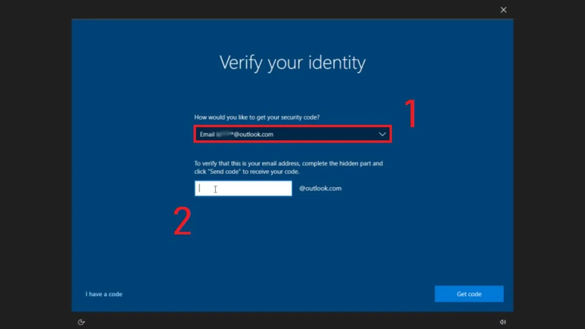 Xác thực tài khoản Microsoft để khôi phục mật khẩu