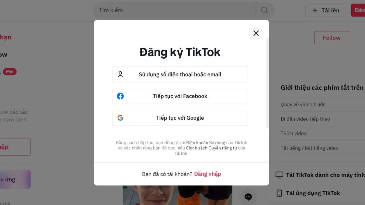 Cách nhập mã lời mời TikTok trên máy tính bước 1