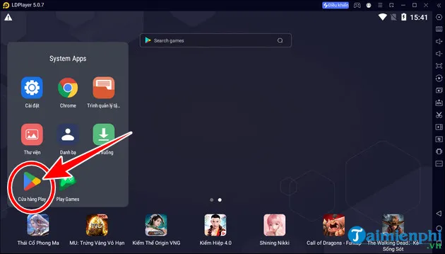 Cửa hàng Play Store trong LDPlayer trong quá trình tải Shining Nikki trên máy tính