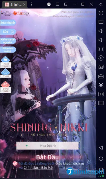 Quá trình cập nhật dữ liệu và đăng nhập tài khoản game Shining Nikki trên giả lập