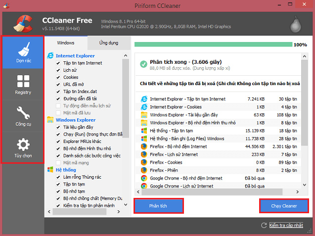 Phần mềm dọn rác máy tính CCleaner