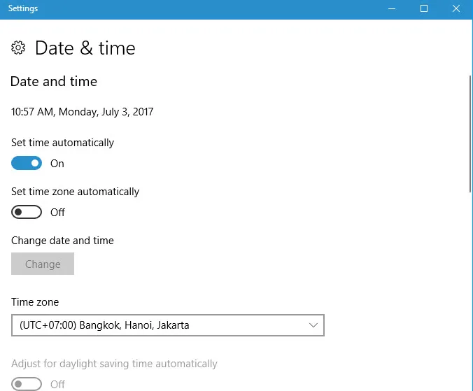 Kiểm tra dịch vụ Windows Time đang chạy