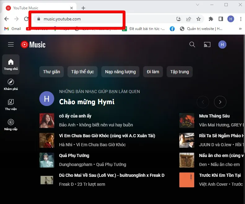 Truy cập trang YouTube Music chính thức trên trình duyệt Chromium như Google Chrome hoặc Microsoft Edge để bắt đầu cài đặt PWA.
