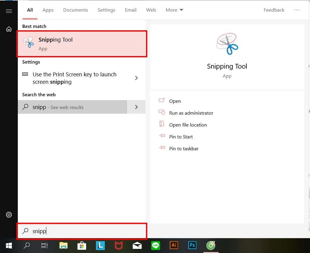 Giao diện của Snipping Tool trên Windows 10
