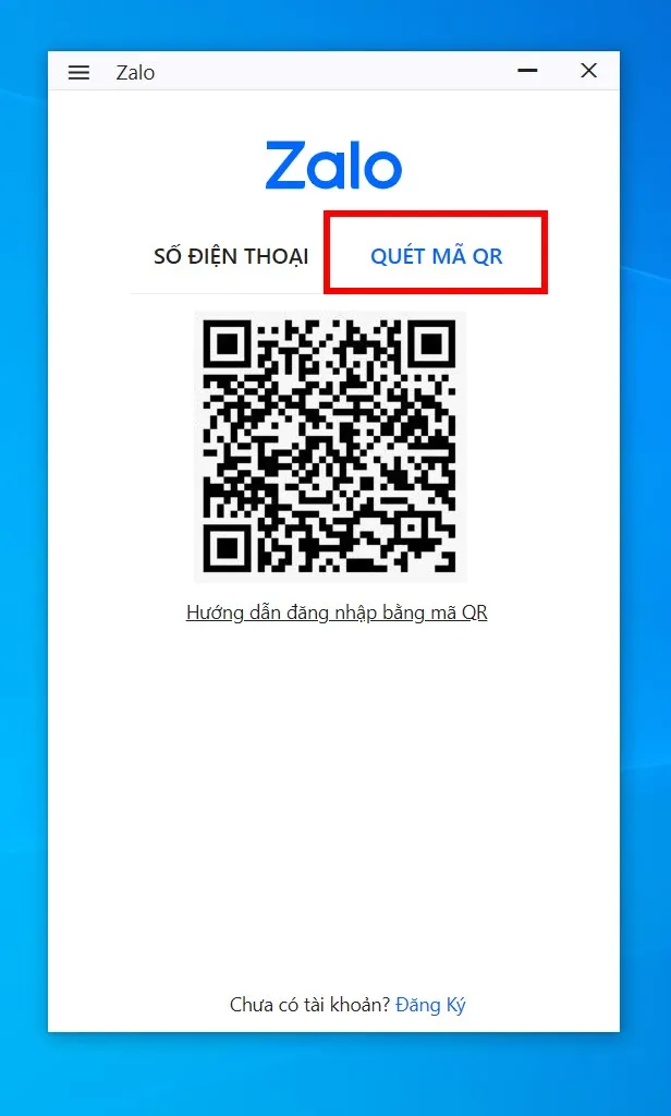 Chọn tính năng Quét mã QR để đăng nhập Zalo trên máy tính