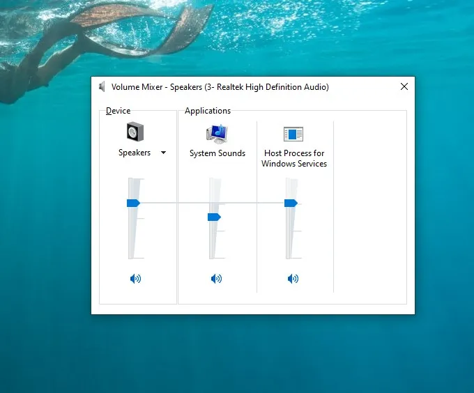 Kiểm tra Volume Mixer và đảm bảo không bị Mute
