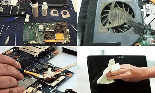Quạt tản nhiệt và heatsink của laptop Dell bị bám bụi cần được làm sạch