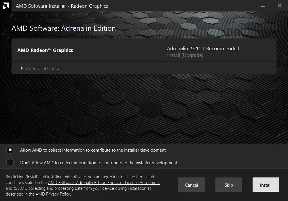 Giao diện công cụ tự động phát hiện driver AMD, đảm bảo tối ưu hóa card đồ họa