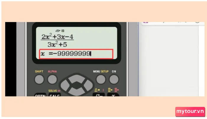 Nhập một số rất nhỏ cho x để mô phỏng âm vô cùng