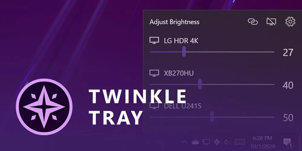 Sử dụng Twinkle Tray để điều chỉnh độ sáng nhiều màn hình rời trên máy tính Windows