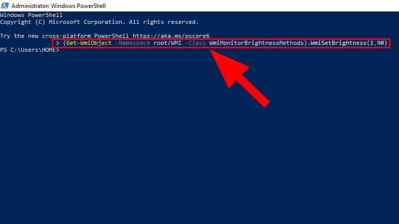 Ví dụ cú pháp lệnh PowerShell để thiết lập độ sáng màn hình ở mức 70%