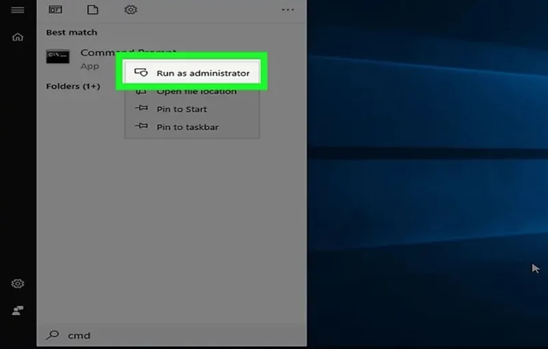Mở Command Prompt ở chế độ quản trị