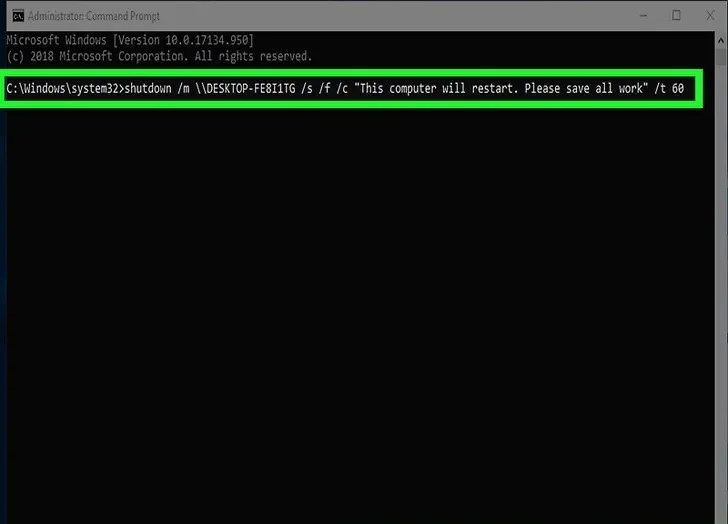 Nhập câu lệnh này trong Command Prompt để thực hiện tắt máy tính từ xa