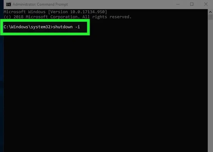 Nhập câu lệnh trong Command Prompt để mở giao diện quản lý tắt máy từ xa