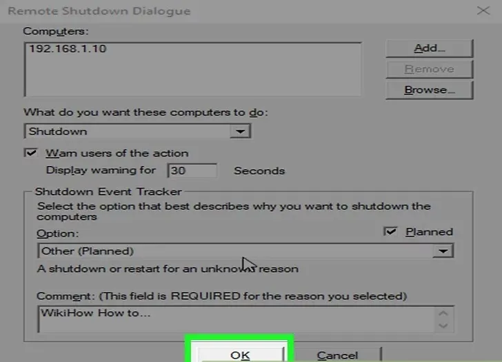 Nhập lý do và chọn OK