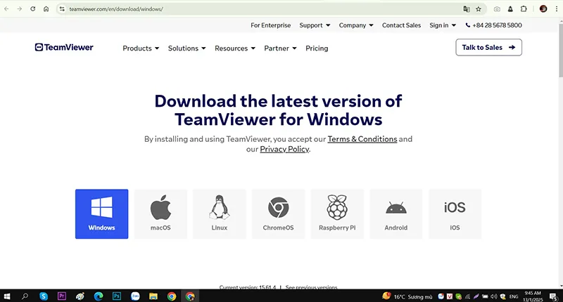 Tải và cài đặt TeamViewer từ website chính thức