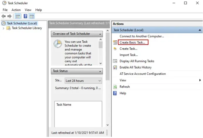 Chọn Create Basic Task