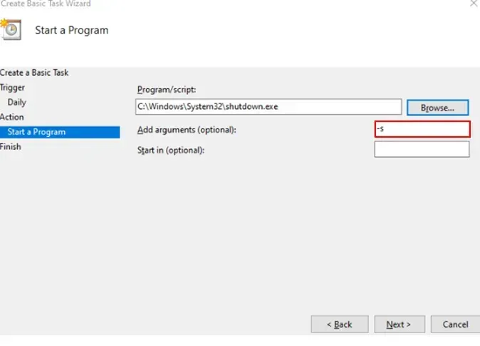 Thêm đối số -s trong Add arguments