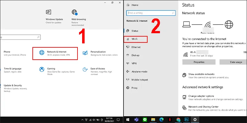 Mở cài đặt WiFi trong Setting