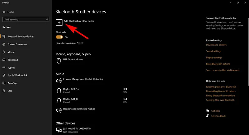 Thêm điện thoại vào mục kết nối Bluetooth trên máy tính