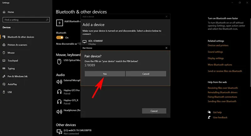 Chấp nhận ghép nối thiết bị