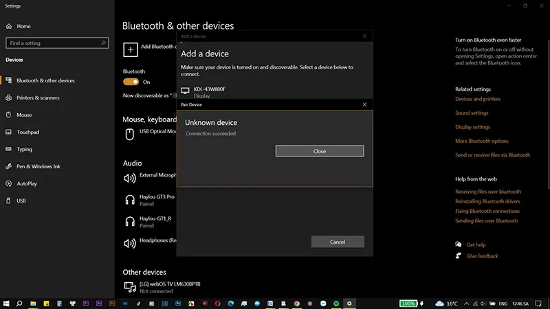 Xác nhận ghép nối bằng mã PIN (nếu có)