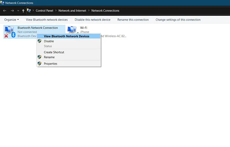 Chọn View Bluetooth Network Devices