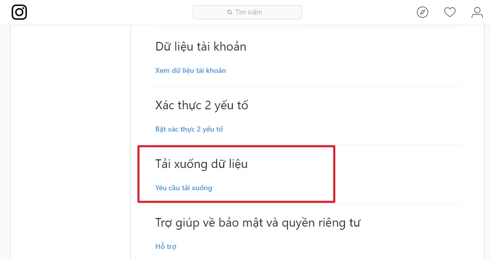 Thao Tác Yêu Cầu Tải Xuống Dữ Liệu Instagram (Request Download)