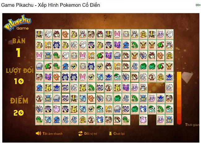 Minh họa giao diện chơi trò chơi kết nối cặp hình ảnh trên nền tảng web trực tuyến