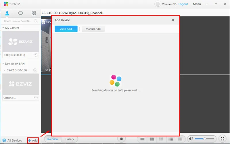 Tính năng thêm và quản lý thiết bị trong Ezviz Studio