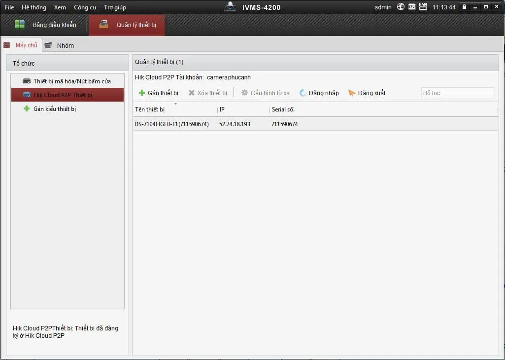 Thông báo đăng nhập Hik-Connect thành công trên iVMS 4200