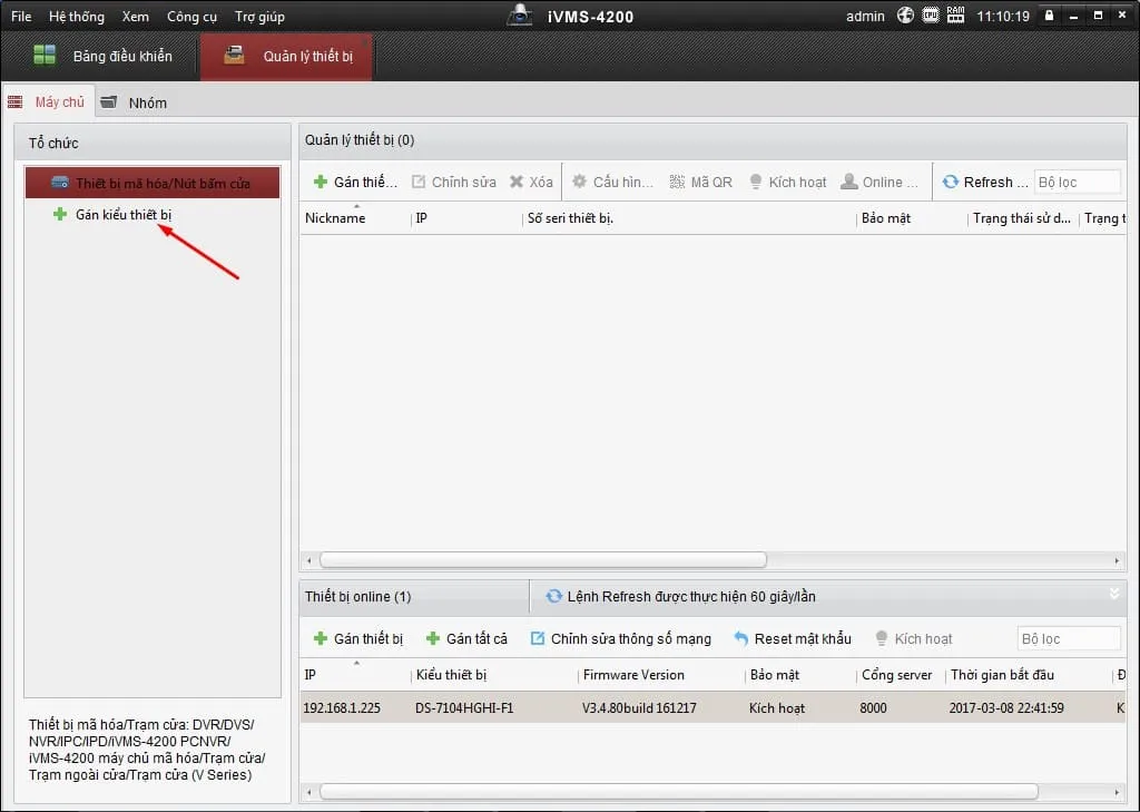 Gán kiểu thiết bị P2P Cloud cho iVMS 4200