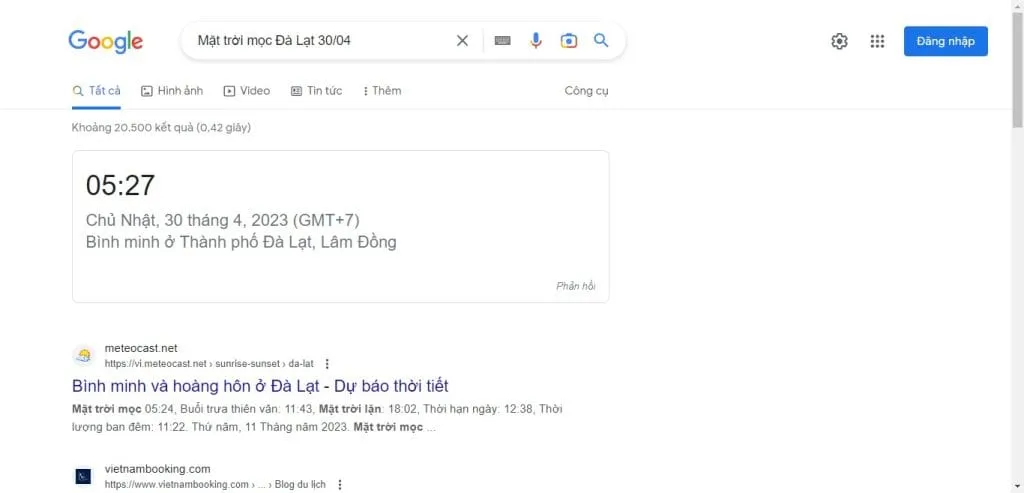 Xem giờ mặt trời mọc/lặn phục vụ cho việc tính toán ánh sáng và nhiệt độ khi lắp đặt máy chủ