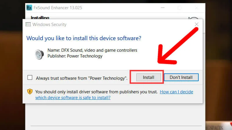 Quá trình cài đặt DFX Sound trong quá trình thiết lập phần mềm khuếch đại