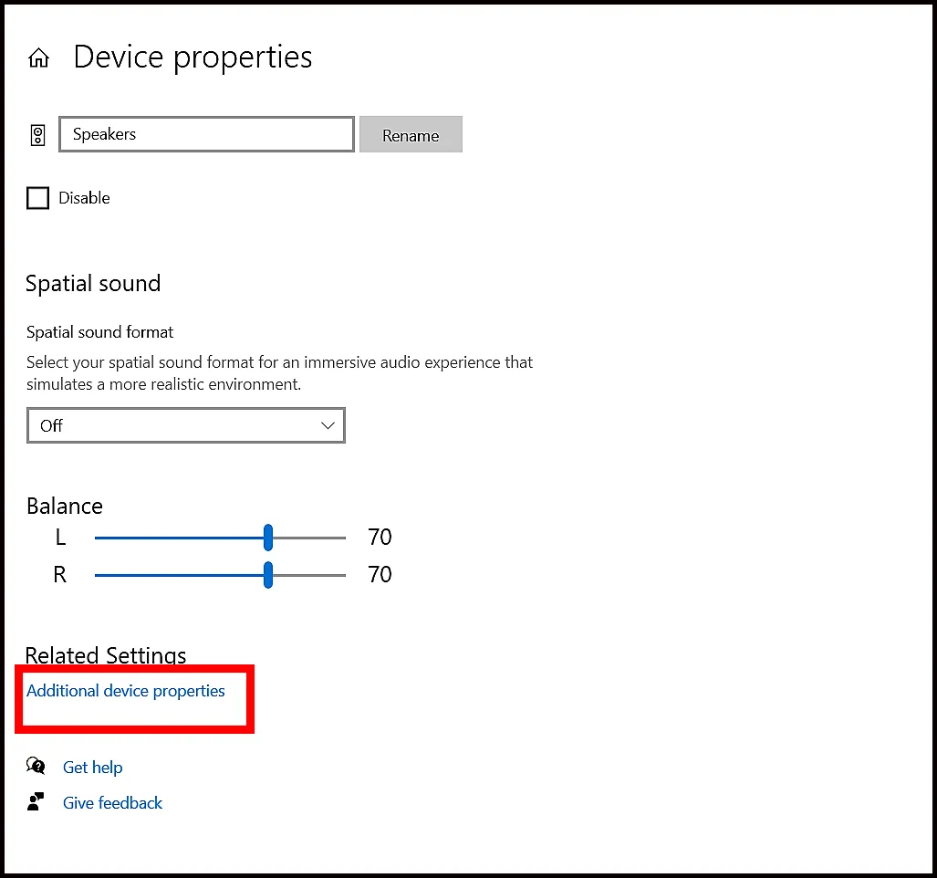 Thao tác chọn Additional device properties để mở tùy chọn nâng cao