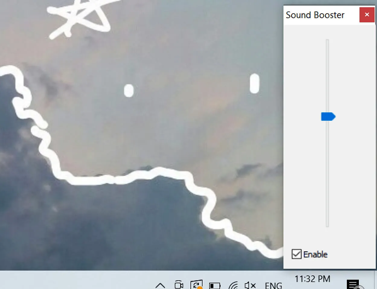 Biểu tượng phần mềm Sound Booster trên thanh Taskbar