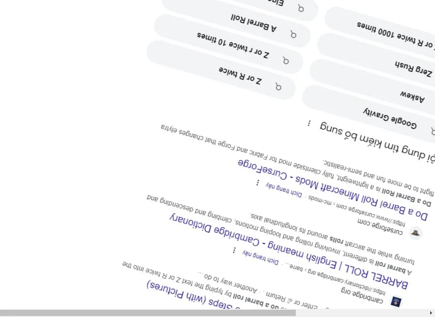 Hình ảnh minh họa lệnh tìm kiếm vui nhộn "Do a barrel roll" trên Google