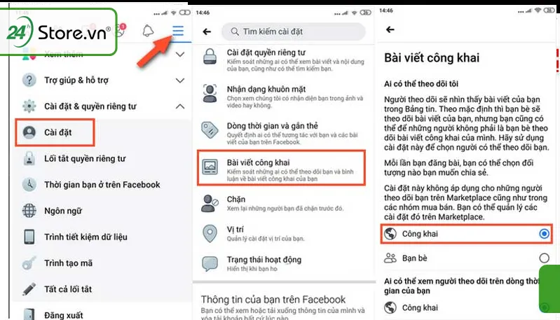Tìm và chọn Cài đặt &amp; quyền riêng tư