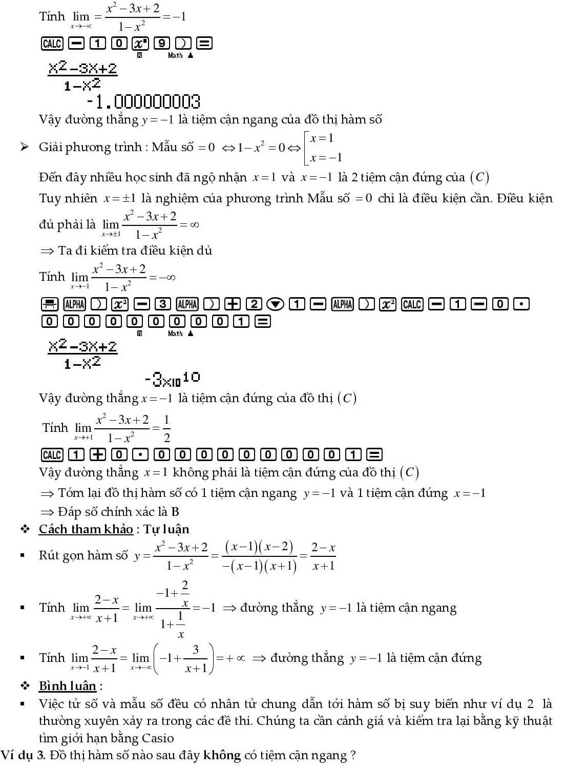 Quy trình tìm tiệm cận đứng bằng máy tính