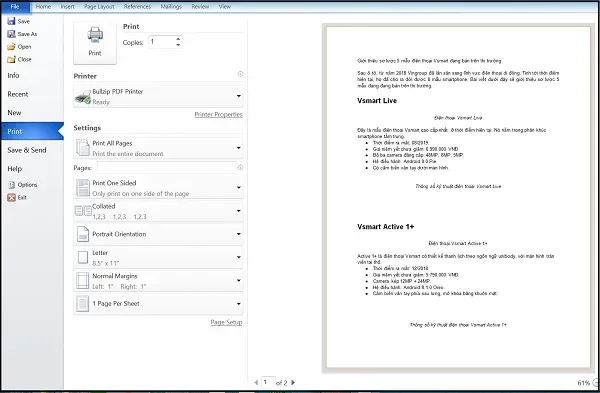 Cấu hình các tùy chọn in ấn nâng cao như phạm vi trang và khổ giấy trước khi in văn bản trên máy tính