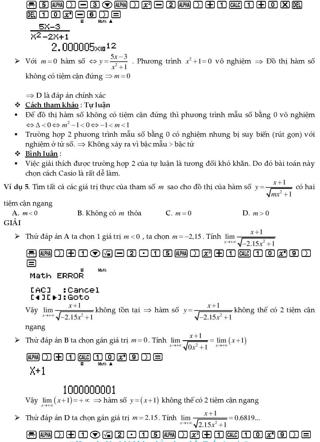 Hướng dẫn chi tiết cách bấm máy tính để tìm tiệm cận đứng