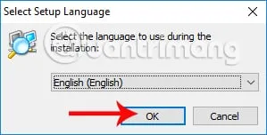 Chọn ngôn ngữ cài đặt Advanced IP Scanner là Tiếng Anh